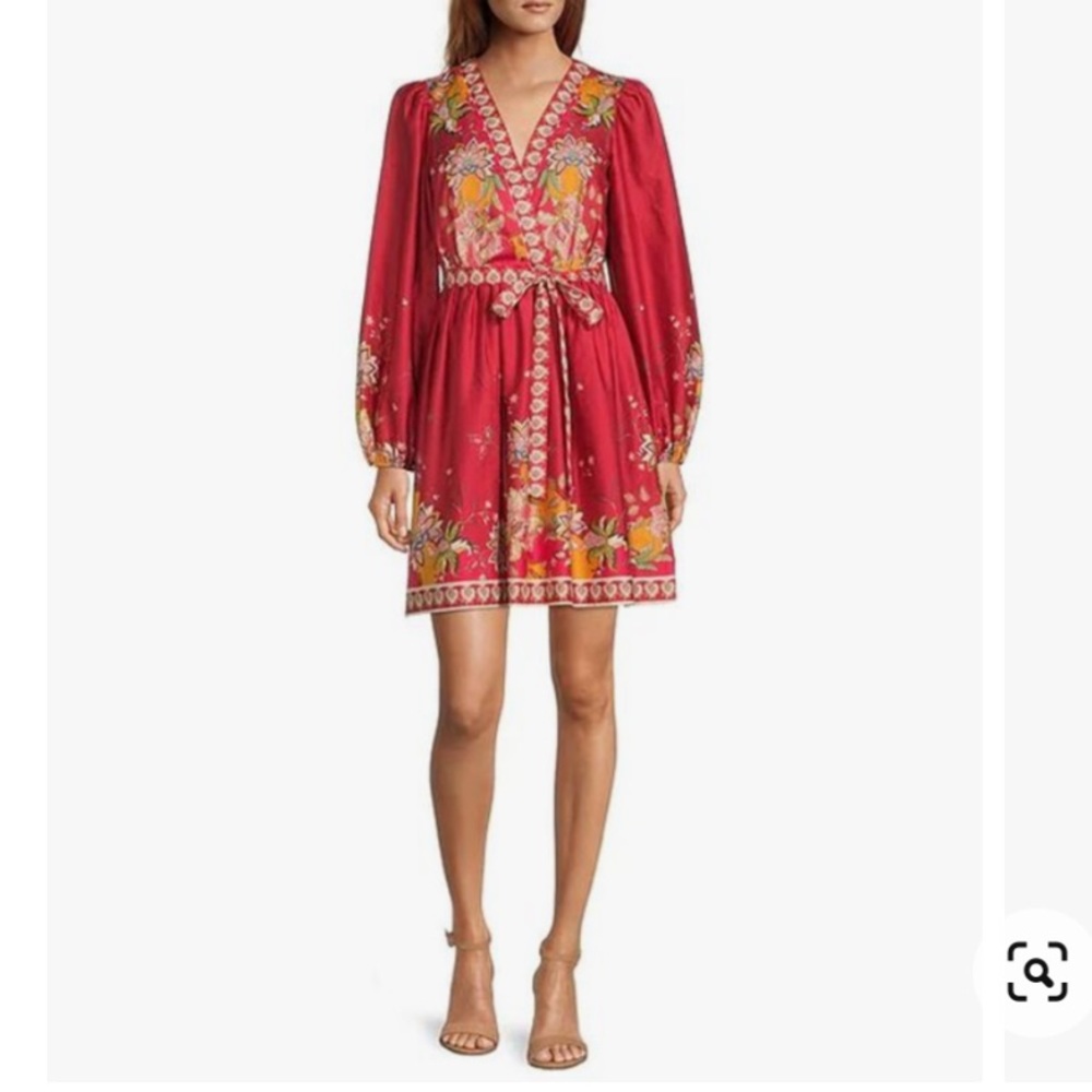 NWT Antonio Melani Emma Floral Tropical Printed Voile Surplice V-Neck Dress